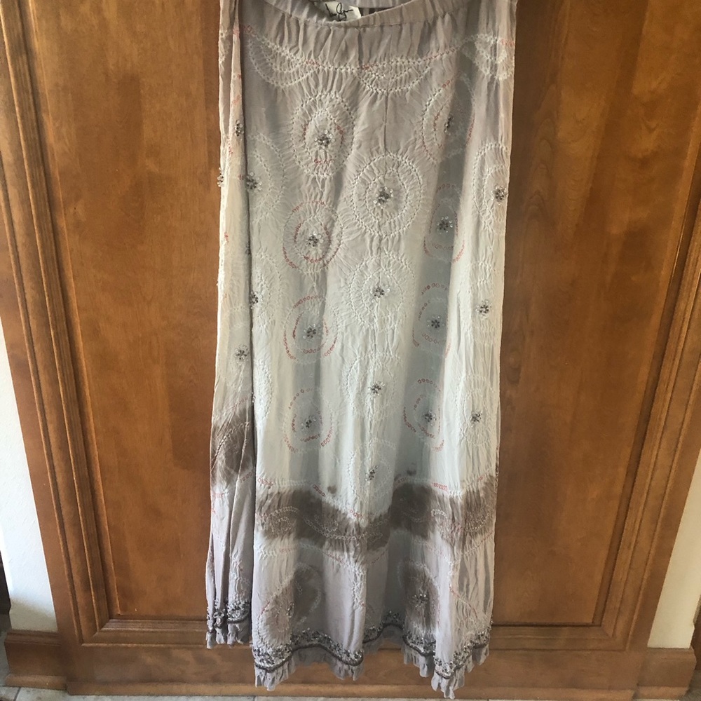SILK,Silk , silk 100% silk boho vintage maxi skirt - Picture 3 of 9